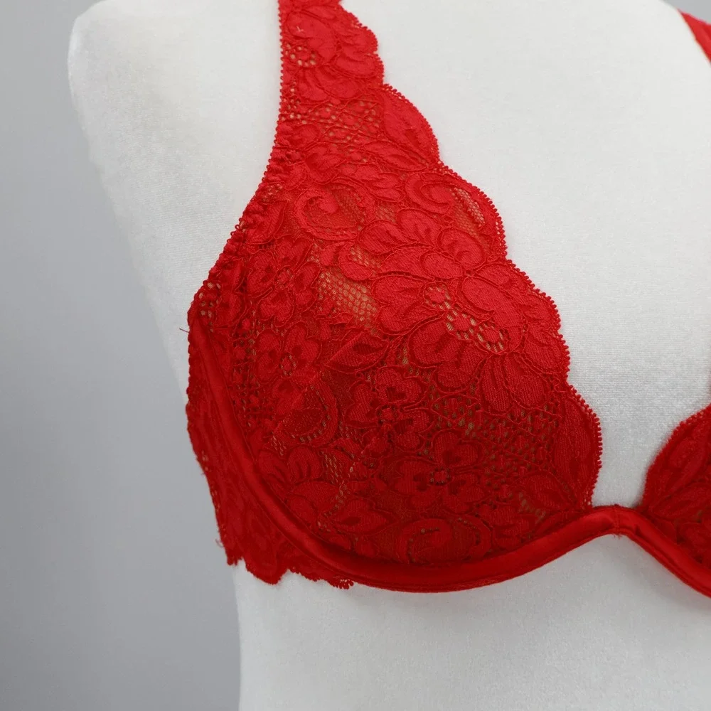 Free People‎ x We Are HAH 2 Timer Bra Siren Red Adjustable 28-36C Sexy Lace NWT